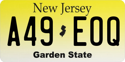 NJ license plate A49EOQ