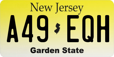 NJ license plate A49EQH