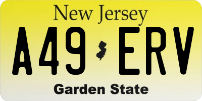 NJ license plate A49ERV