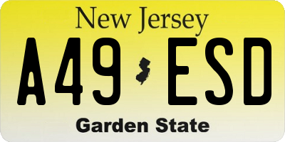 NJ license plate A49ESD