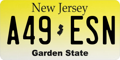 NJ license plate A49ESN
