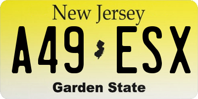 NJ license plate A49ESX