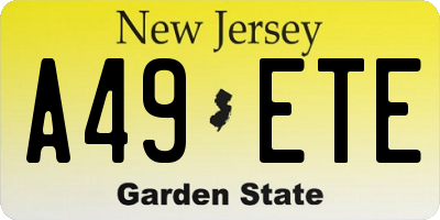 NJ license plate A49ETE