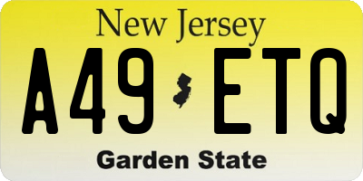 NJ license plate A49ETQ