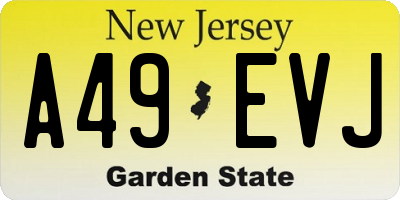NJ license plate A49EVJ