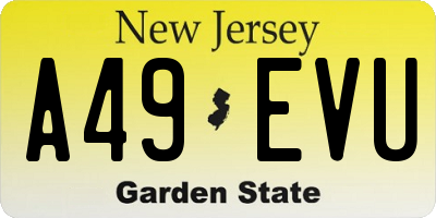 NJ license plate A49EVU
