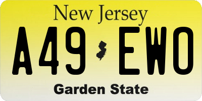 NJ license plate A49EWO