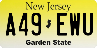 NJ license plate A49EWU