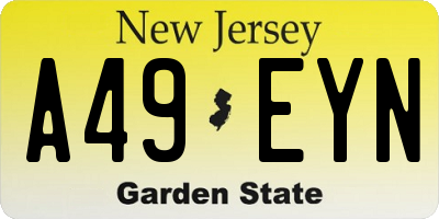 NJ license plate A49EYN