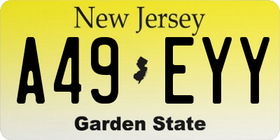 NJ license plate A49EYY