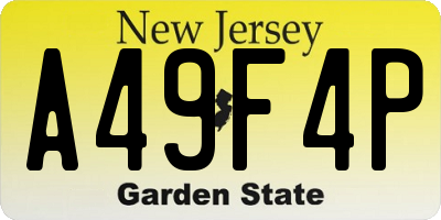 NJ license plate A49F4P