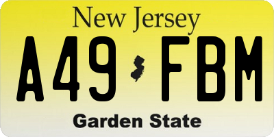 NJ license plate A49FBM