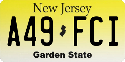 NJ license plate A49FCI