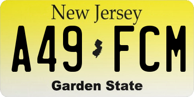 NJ license plate A49FCM