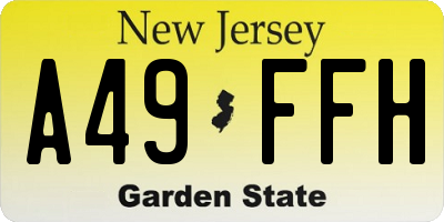 NJ license plate A49FFH