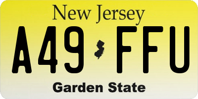 NJ license plate A49FFU