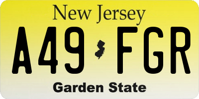 NJ license plate A49FGR