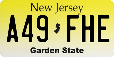 NJ license plate A49FHE