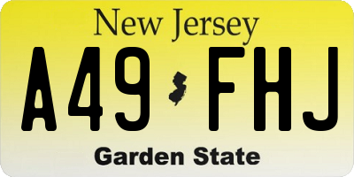 NJ license plate A49FHJ