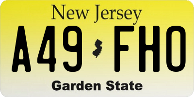 NJ license plate A49FHO