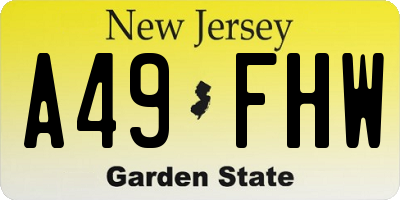 NJ license plate A49FHW