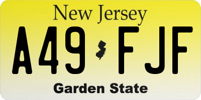NJ license plate A49FJF