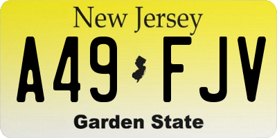 NJ license plate A49FJV