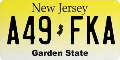 NJ license plate A49FKA