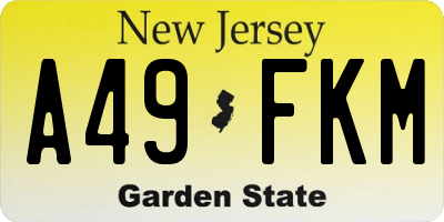 NJ license plate A49FKM