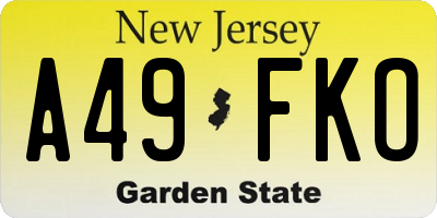 NJ license plate A49FKO