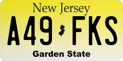 NJ license plate A49FKS