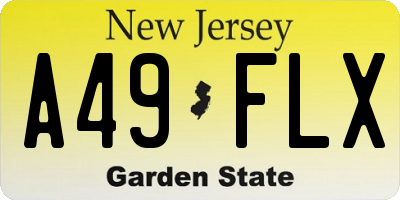 NJ license plate A49FLX