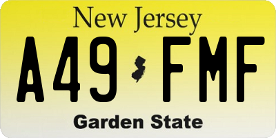 NJ license plate A49FMF
