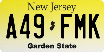 NJ license plate A49FMK