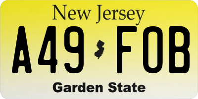 NJ license plate A49FOB