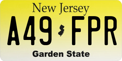NJ license plate A49FPR