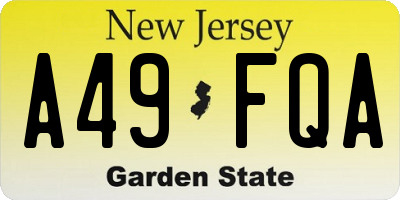 NJ license plate A49FQA