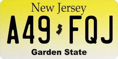 NJ license plate A49FQJ