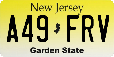 NJ license plate A49FRV