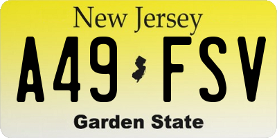 NJ license plate A49FSV