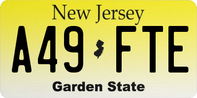 NJ license plate A49FTE