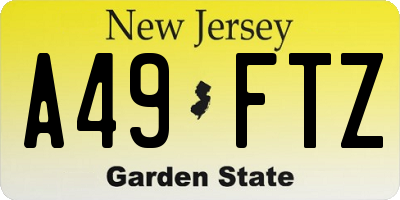 NJ license plate A49FTZ