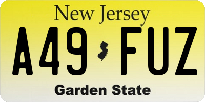 NJ license plate A49FUZ