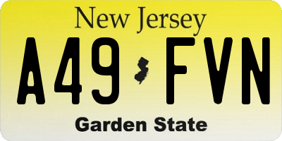 NJ license plate A49FVN