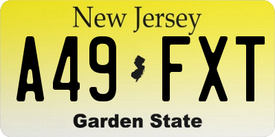 NJ license plate A49FXT