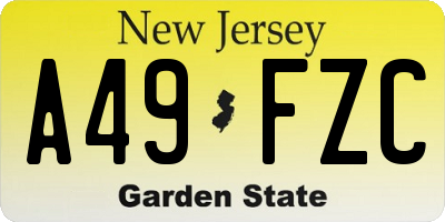NJ license plate A49FZC
