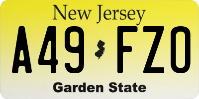 NJ license plate A49FZO