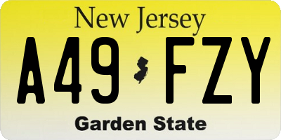 NJ license plate A49FZY