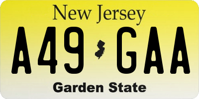NJ license plate A49GAA