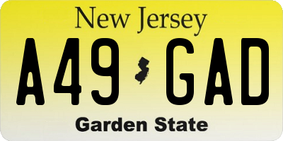 NJ license plate A49GAD